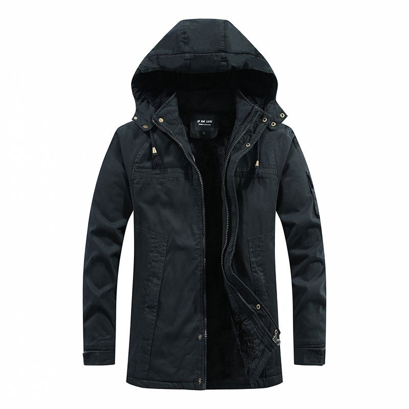 2019 New Winter Youth Cotton Clothes Men'S Mid-Length Slim-Fit Washed Cotton-Padded Coat Thickened Coat Cotton-Padded Coat Fashionable Tooling - Image 5